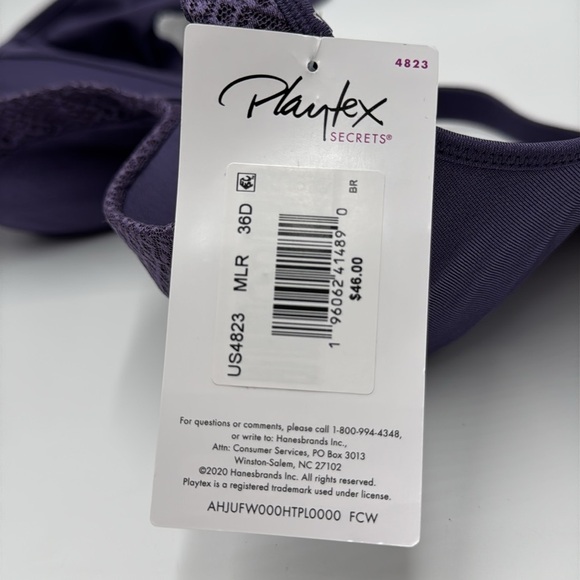 NWT Playtex 4-Way TruSupport Bra – Purple, Size 36D - Picture 8 of 9